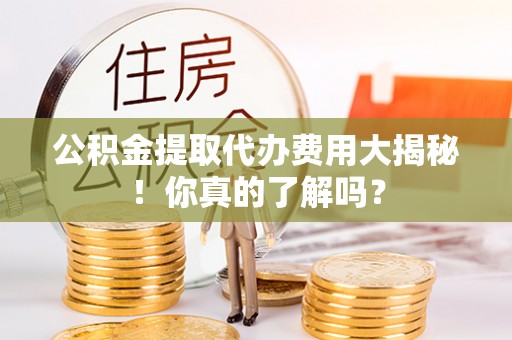 茅箭公积金提取代办费用大揭秘！你真的了解吗？
